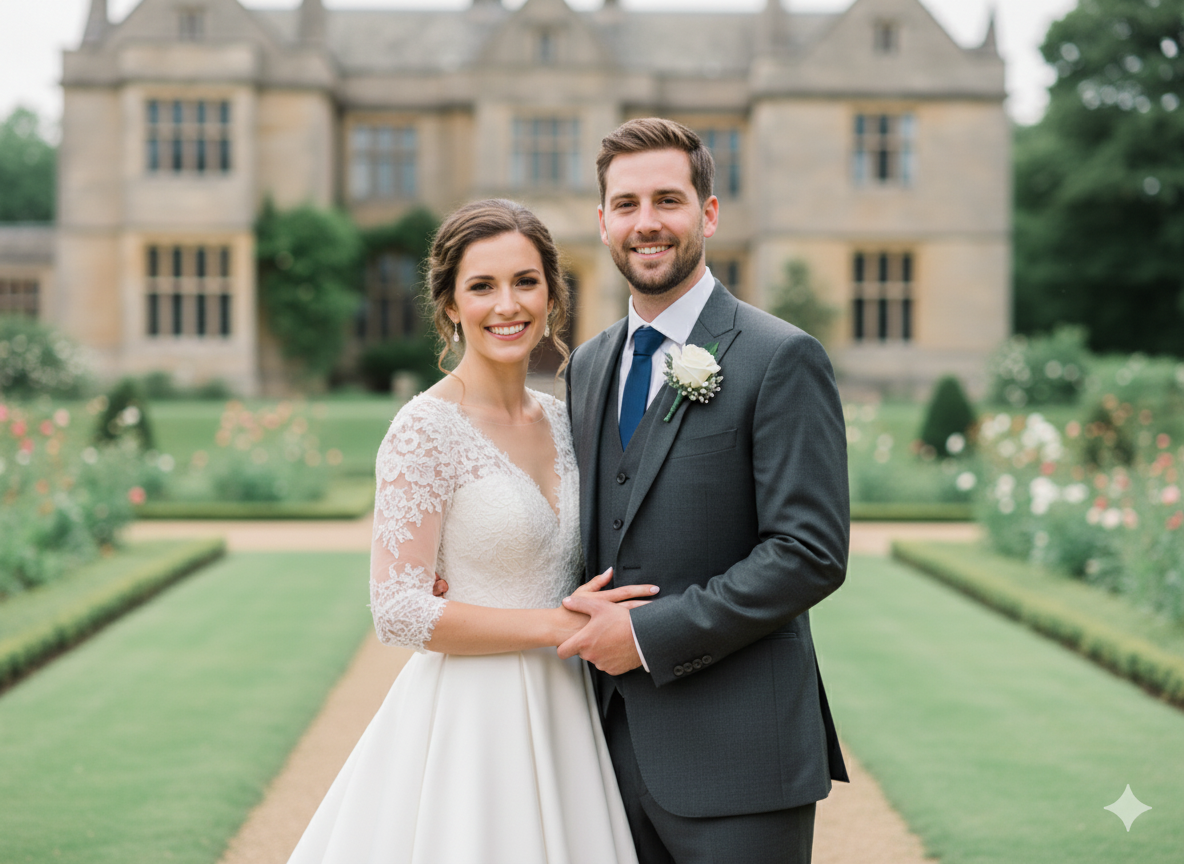 Classic wedding portrait with timeless composition